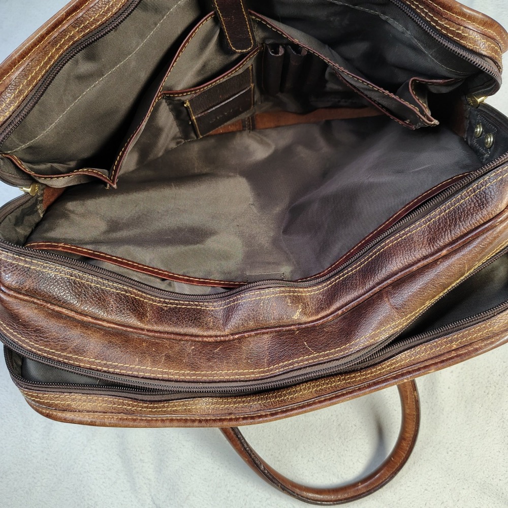 Vintage ORVIS Bullhide Leather Briefcase Brown Patina Gokey Heritage Bag USA - Picture 7 of 13